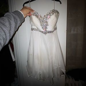 White dress Studs Diamonds Quince